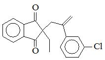 2-[2-(3-氯苯基)丙-2-烯-1-基]-2-乙基茚滿(mǎn)-1,3-二酮；
2-[2-(3-Chlorophenyl)-2-propen-1-yl]-2-ethyl-1H-indene-1,3(2H)-dione；
CPED